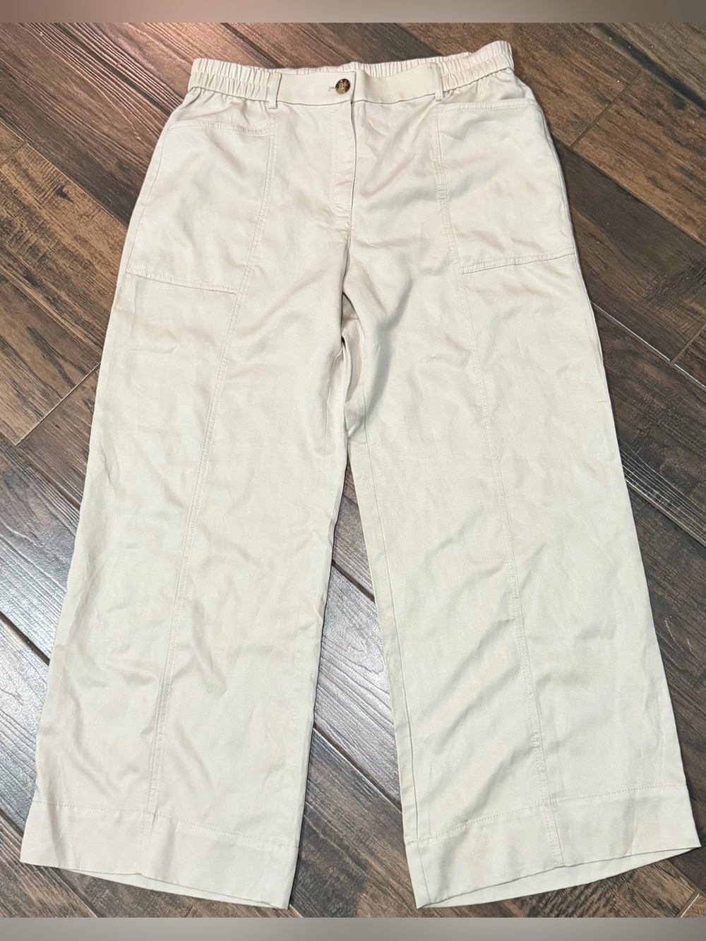 LOFT Linen Blend Cream Pants Sz L